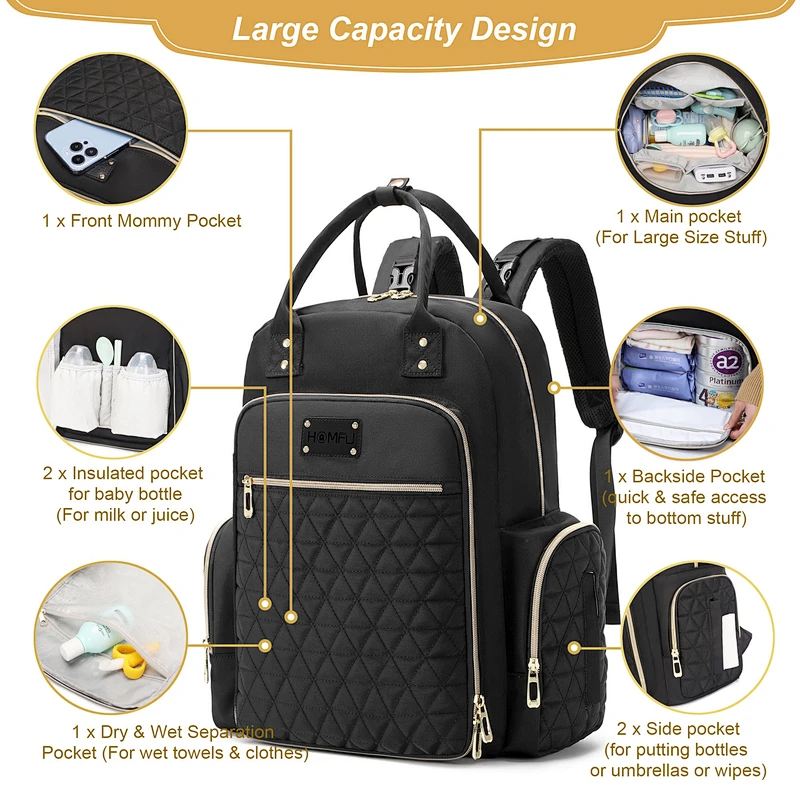 Diaper Bag Backpack Black Newborn Baby Registry Research Essentials